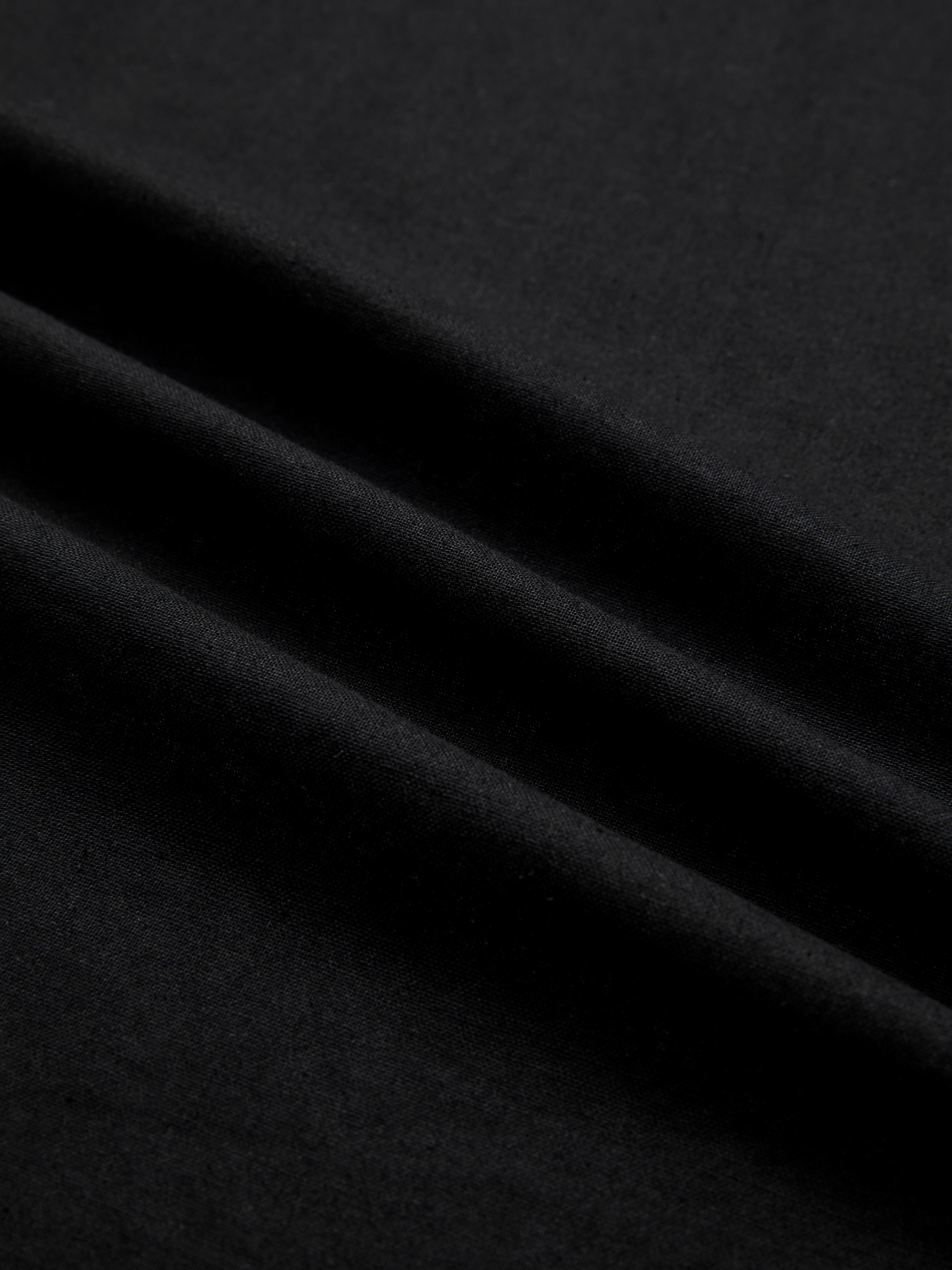 Linen Shirt, Half Sleeve, V Neck, Plain, Lace, French Vintage, Black - Image 5