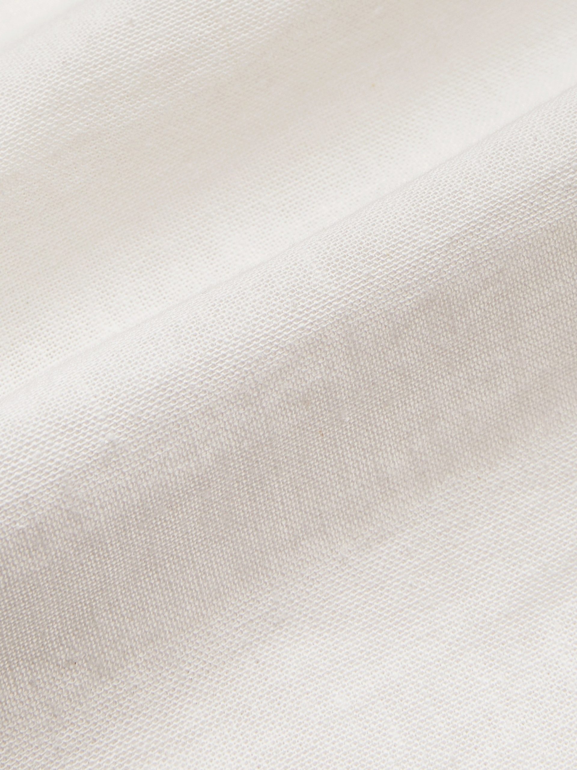 Linen Shirt, Long Sleeves, V Neck, Plain, Lace, Vintage, Ivory - Image 3