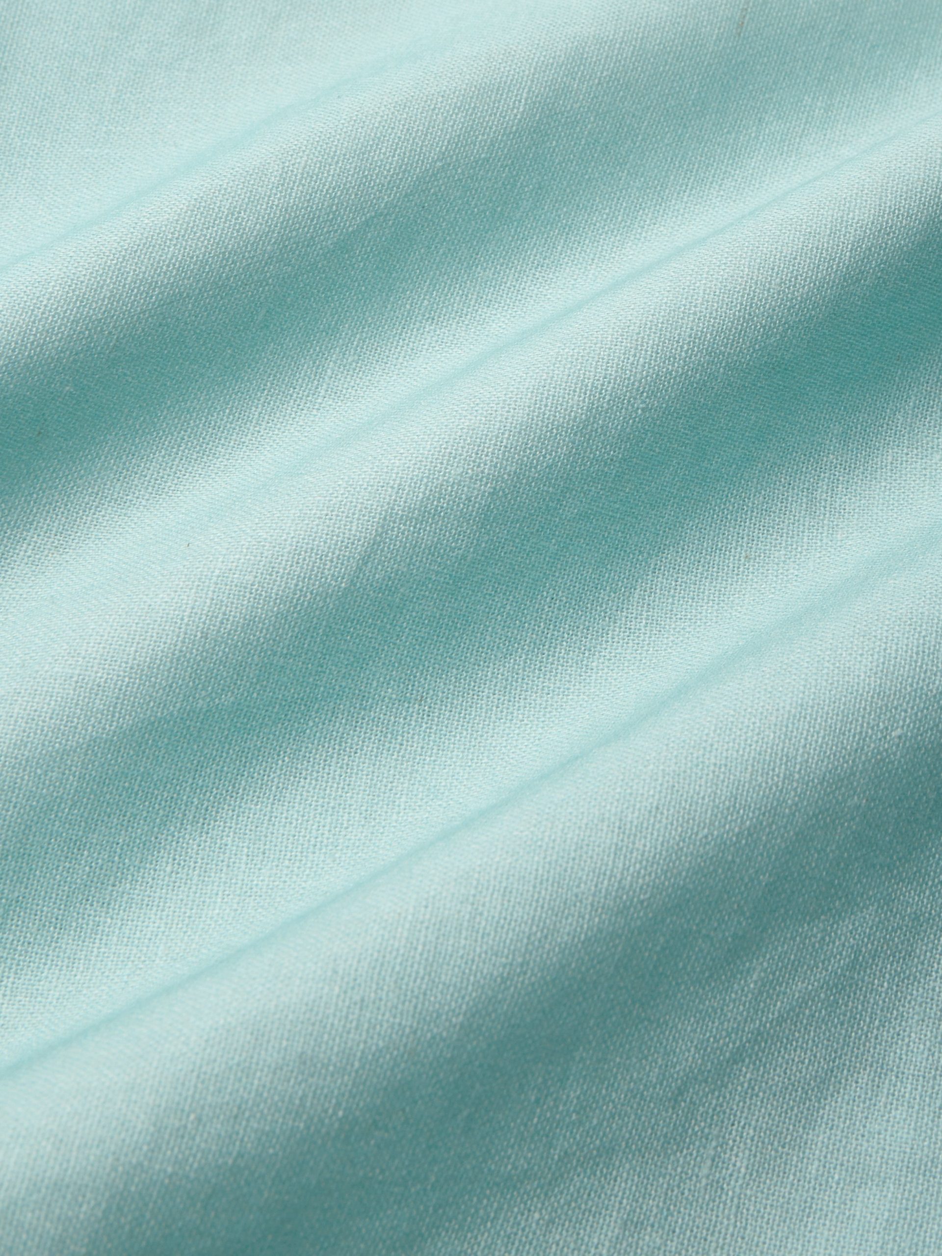 Maxi Linen Dress , Sleeveless, Round Neck, Feather Pattern, Pocket Design, Vintage, Sky Blue - Image 6