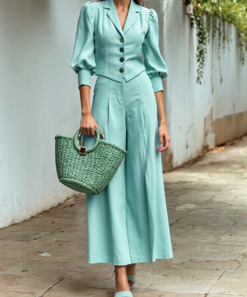 Cotton Pants, Plain, Pocket Design, Vintage, mint