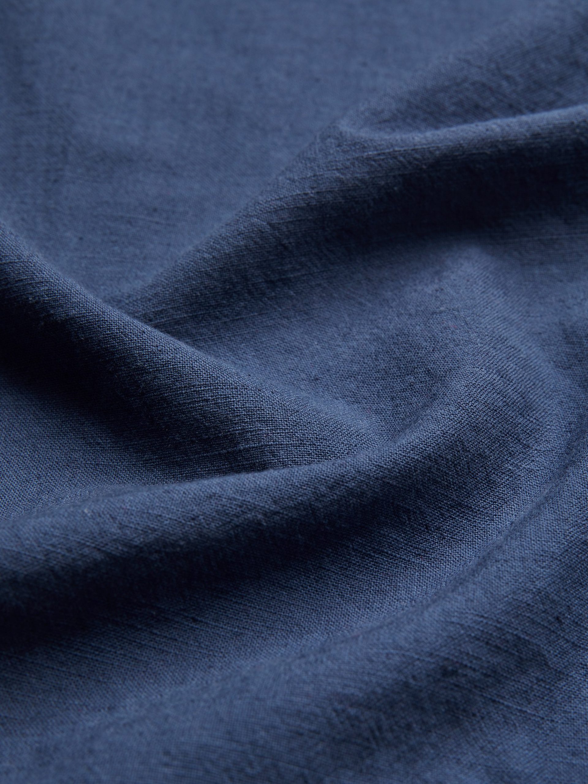 Linen Shirt, Long Sleeves, Shawl Collar, Plain, Lace, Vintage, Blue - Image 4