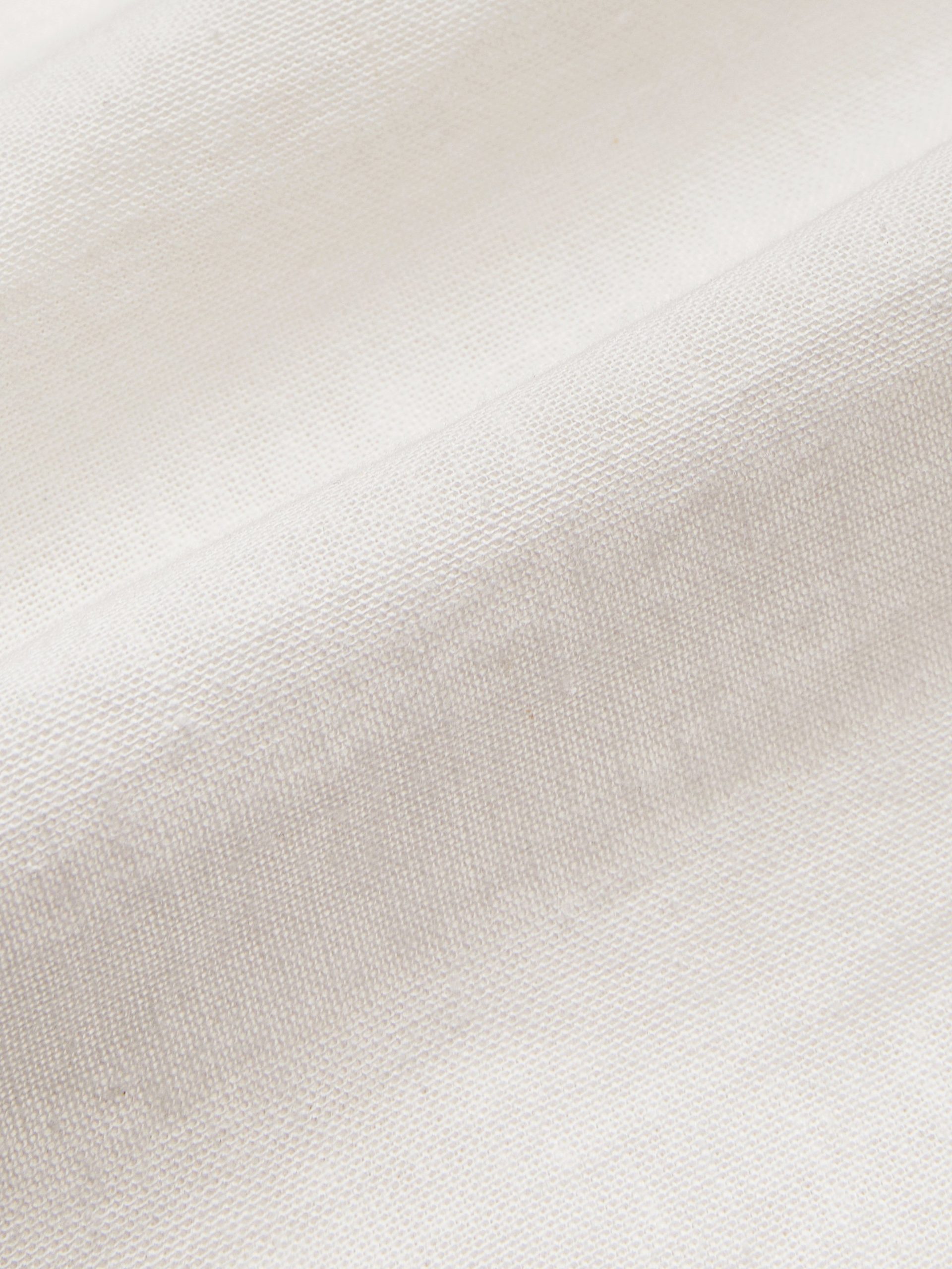 Linen Shirt, Long Sleeves, Stand Collar, Plain, Lace, Vintage, Ivory - Image 2